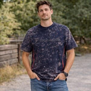 Parasuco Size M Men's Black Tie-Dye T-Shirt with Red Accents